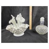 Fenton Hobnail Milk Glass Epergne Horns, Ruffled B