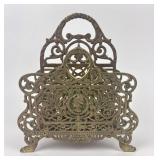 Ornate Vintage Solid Brass Magazine/ Mail Holder