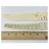 (2) antique Anglo-Indian carved letter openers -
