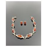 .925 Sterling Silver Stamped Amber colored stone