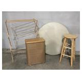 Folding Table, Hamper, stool, drying rack