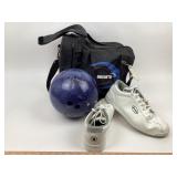Blue Hammer Bowling Ball, Dexter Shoes, Ebonite Ba