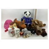 Stuffed Animals Including Panda, Reindeer, Moose