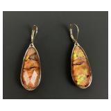 Vintage Abalone Dangling Gold-tone Lever Back