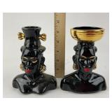 Pair MCM Blackmoor African American bust vases
