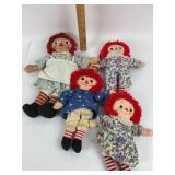 Raggedy Ann Cloth Dolls with Red Hair