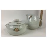 Hall's Rose White Pitcher, Covered Dish