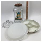 Libbey Glass Canister & Tupperware Tray