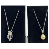 (2) sterling & cultured pearl necklaces. Total