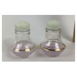 MCM Glass Salt/Pepper Shakers With Gold Accents