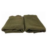 (2) Military Issued Olive Drab Wool Blankets