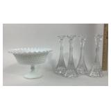 Milk Glass Hobnail Compote, Mikasa Park Lane Cryst