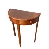Wood half round entry table, 2 drawers