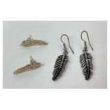 2 Pair Feather Fashion Designer Earrings