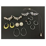 7 pair Fashion Designer Earrings & Necklace