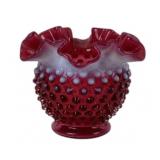 Fenton Cranberry Hobnail Vase