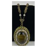 Old Czech or Austrian rhinestone & faux pearl