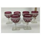 Westmoreland Ruby Flash Pressed Glass Goblets