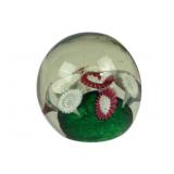Floral Glass Paperweight With Floral Design