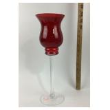 Ruby Red Glass Hurricane Candle Holder