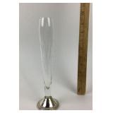 Etched Glass Vase With Sterling Silver Base