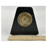 Art Deco verde marble alarm clock - runs