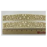 Ornately carved Chinese bone handbag clasps