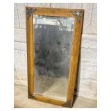 Wood Framed Mirror, Wrought Iron Corners