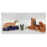 Ceramic Norleans Boxer & Puppy Figurine, Stone