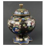 Very fine Japanese cloisonne footed jar, Meiji