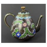 Antique Japanese small teapot, with silver foil