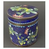 Antique Chinese cloisonne round box, Qing Dynasty