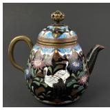 Antique Japanese small teapot, enameled with