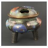 Antique Japanese cloisonne tripod censer,