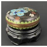 Antique Japanese cloisonne seal paste box, Meiji