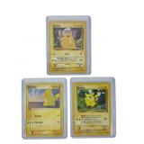 3 Pokï¿½mon vintage Pikachu trading cards