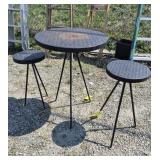 Metal Bistro Patio Set - Table & 2 Stools