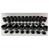 Lenox Platinum Trim Black Glass Goblets And Champa