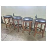 Wood Base With Padded Seat Swivel Stools (4) 24