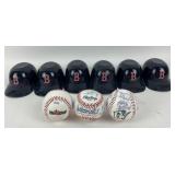 Boston Red Sox Mini Helmets, Autographed Baseballs