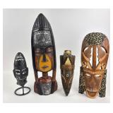 Carved Masks And Metal Candle Holder Decor