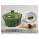 Lutheran Hospital Souvenir Plate, Green Stoneware