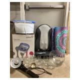 Crystal Punch Bowl, Gaiam Yoga Mat, Homedics Back
