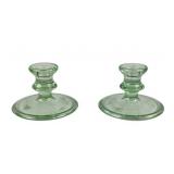 Green Depression Glass Candle Holders