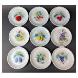 9 Westmoreland Plates: fruit, flowers