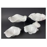 Hobnail Milk Glass Compotes and Dish