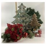 Christmas Decorations With Trees, Poinsettias