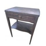 Wood Side Table With Drawer & Bottom Shelf