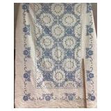 White Quilt With Blue Floral Embroidery