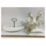 White Milk Glass Epergne, Serving Tray